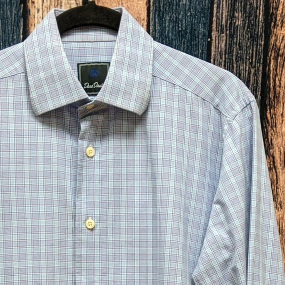 David Donahue Purple and Blue Plaid Long Sleeve
